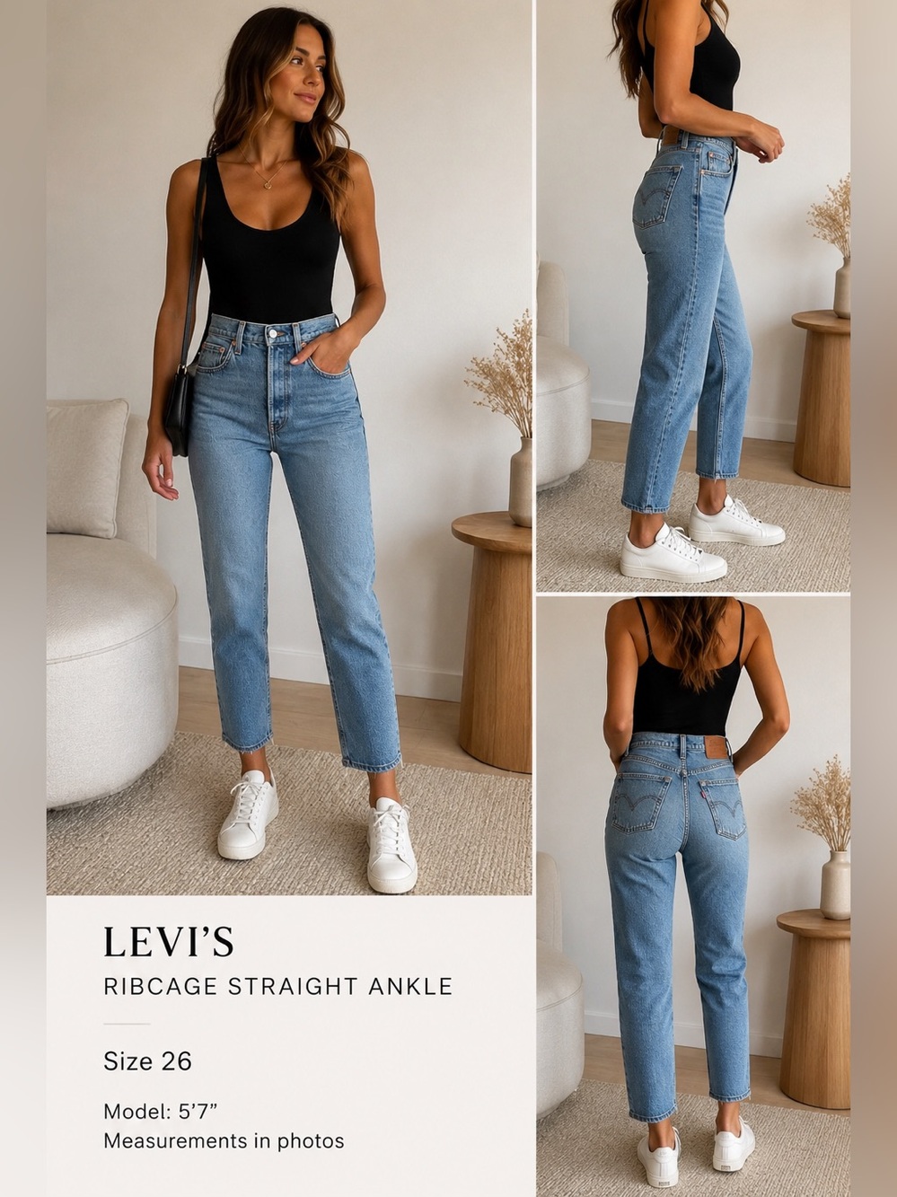 Levi’s Ribcage Straight Ankle Jeans Size 26 High Rise Light Wash Denim